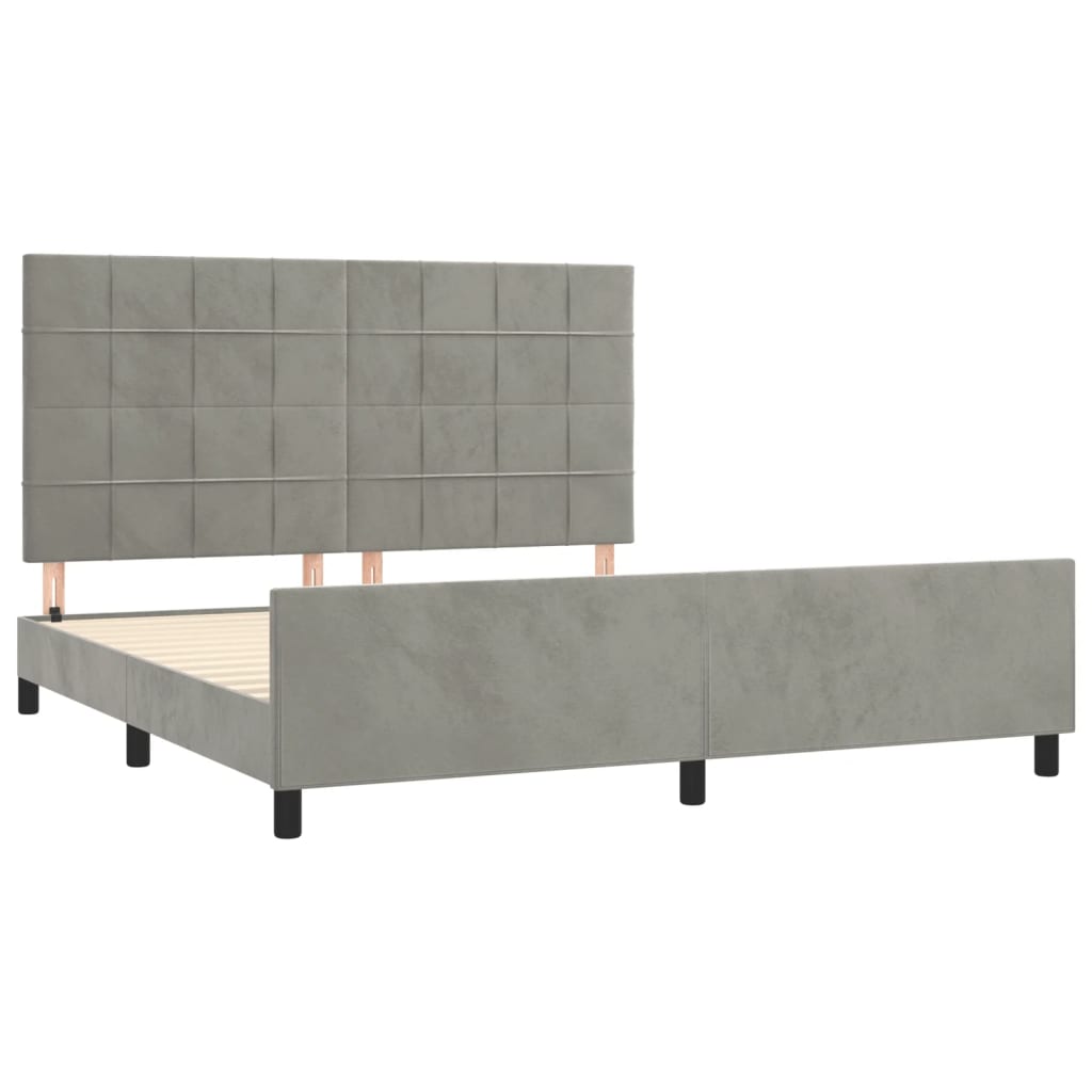 Okvir za krevet s uzglavljem svjetlosivi 180x200 cm baršunasti