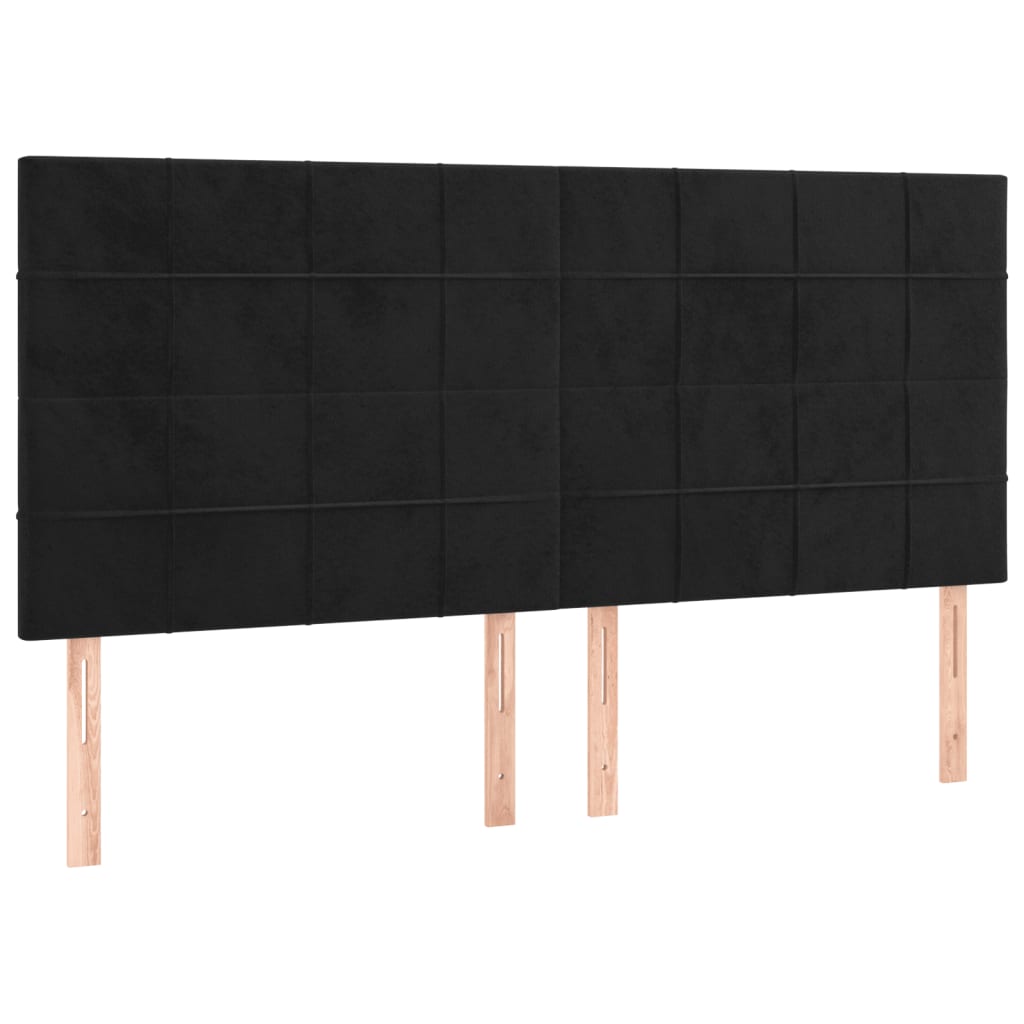 Okvir za krevet s uzglavljem crni 180x200 cm baršunasti