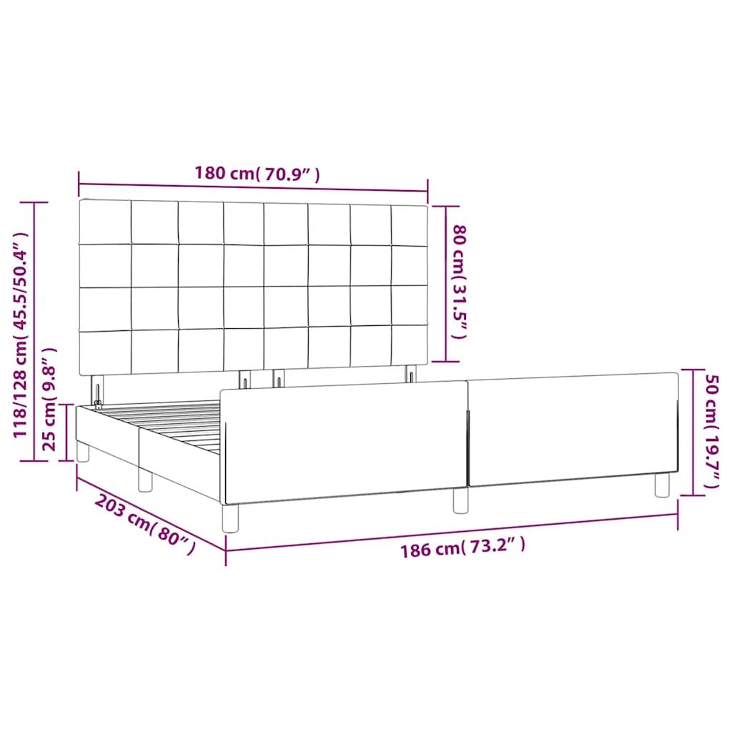 Okvir za krevet s uzglavljem tamnozeleni 180x200 cm baršunasti