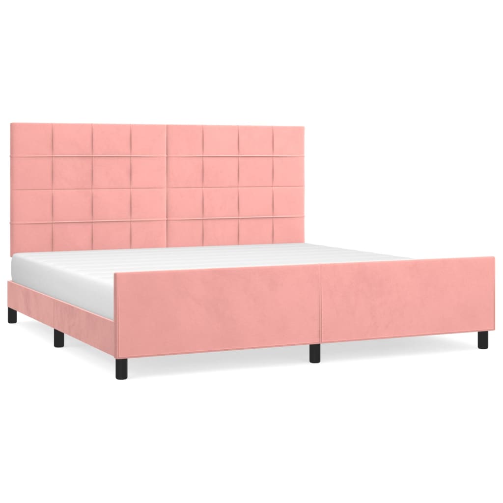 Okvir za krevet s uzglavljem ružičasti 200x200 cm baršunasti