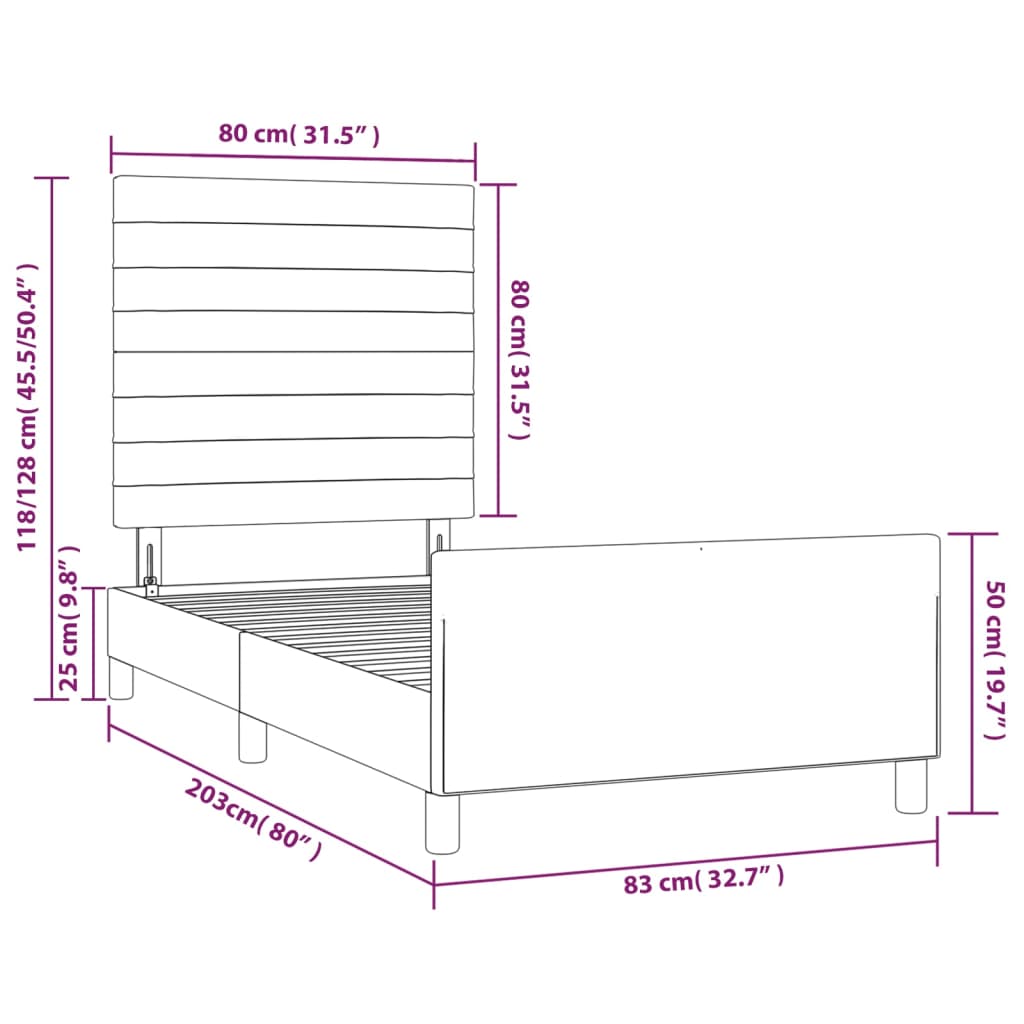 Okvir za krevet bez madraca svjetlosivi 80x200 cm baršunasti