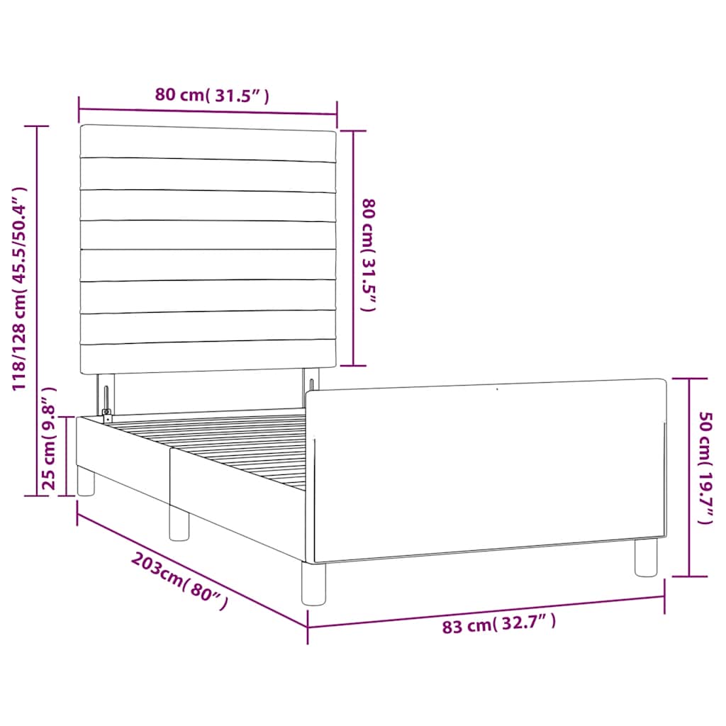 Okvir za krevet bez madraca tamnozeleni 80 x 200 cm baršunasti