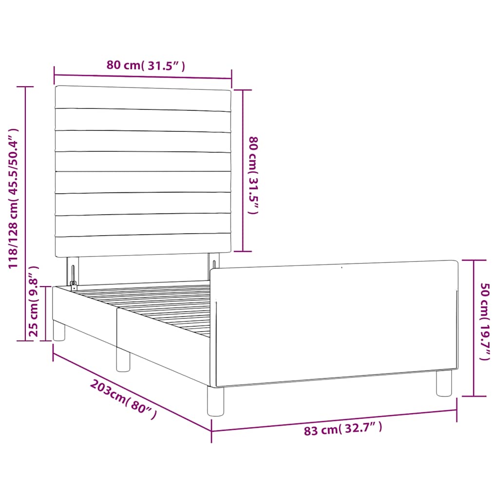 Okvir za krevet bez madraca tamnoplavi 80x200 cm baršunasti