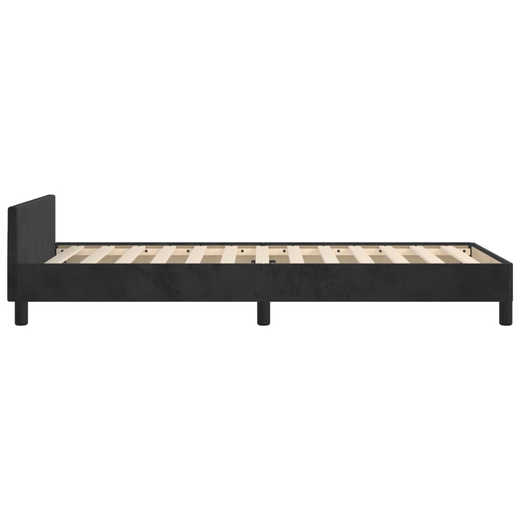 Okvir za krevet s uzglavljem crni 90x190 cm baršunasti