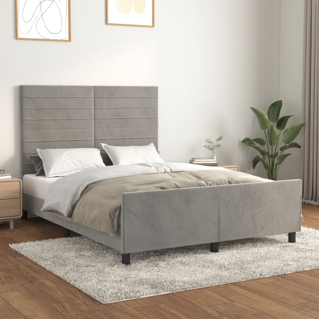 Okvir za krevet bez madraca svjetlosivi 140 x 190 cm baršunasti