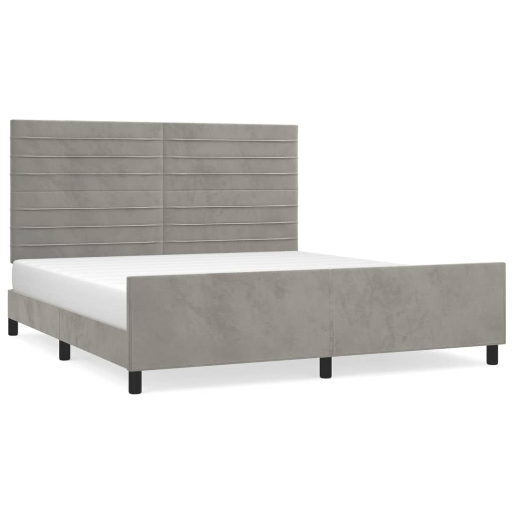 Okvir za krevet s uzglavljem svjetlosivi 180x200 cm baršunasti