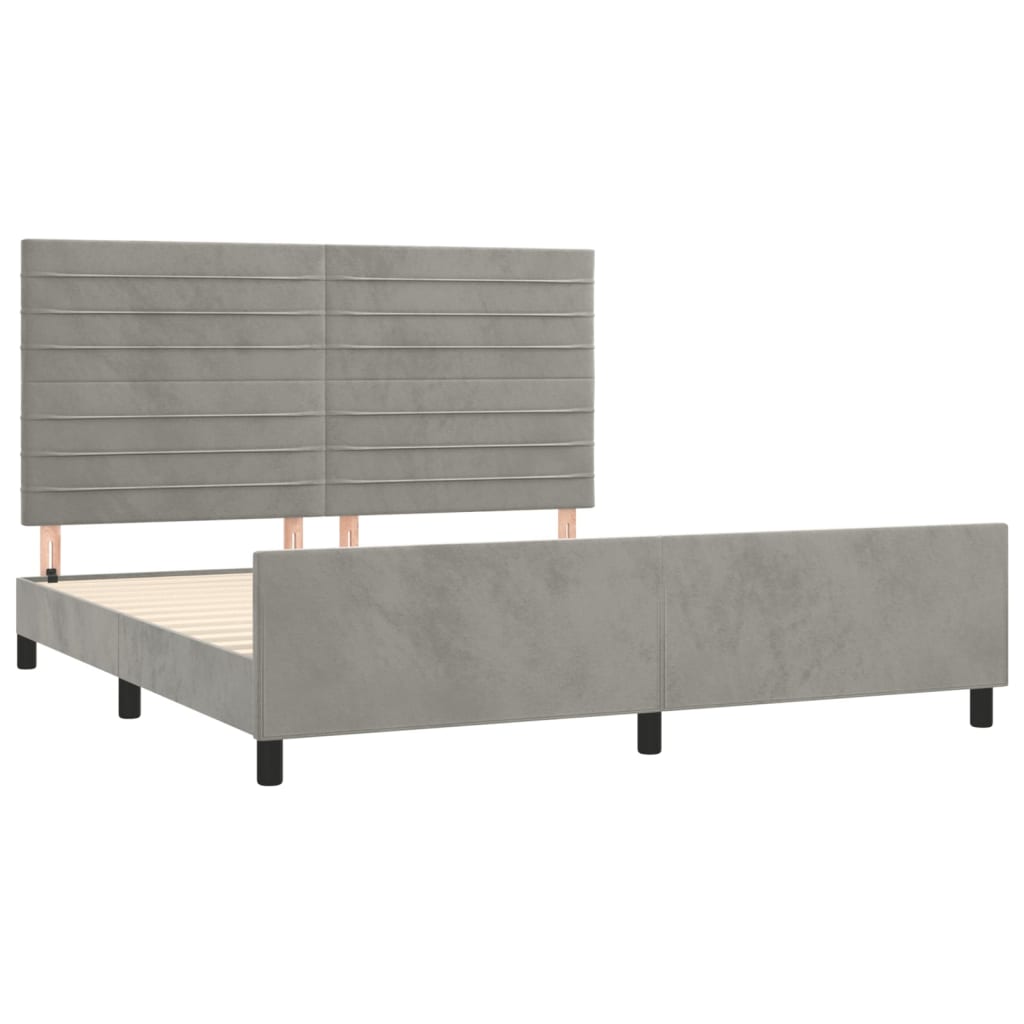Okvir za krevet s uzglavljem svjetlosivi 180x200 cm baršunasti