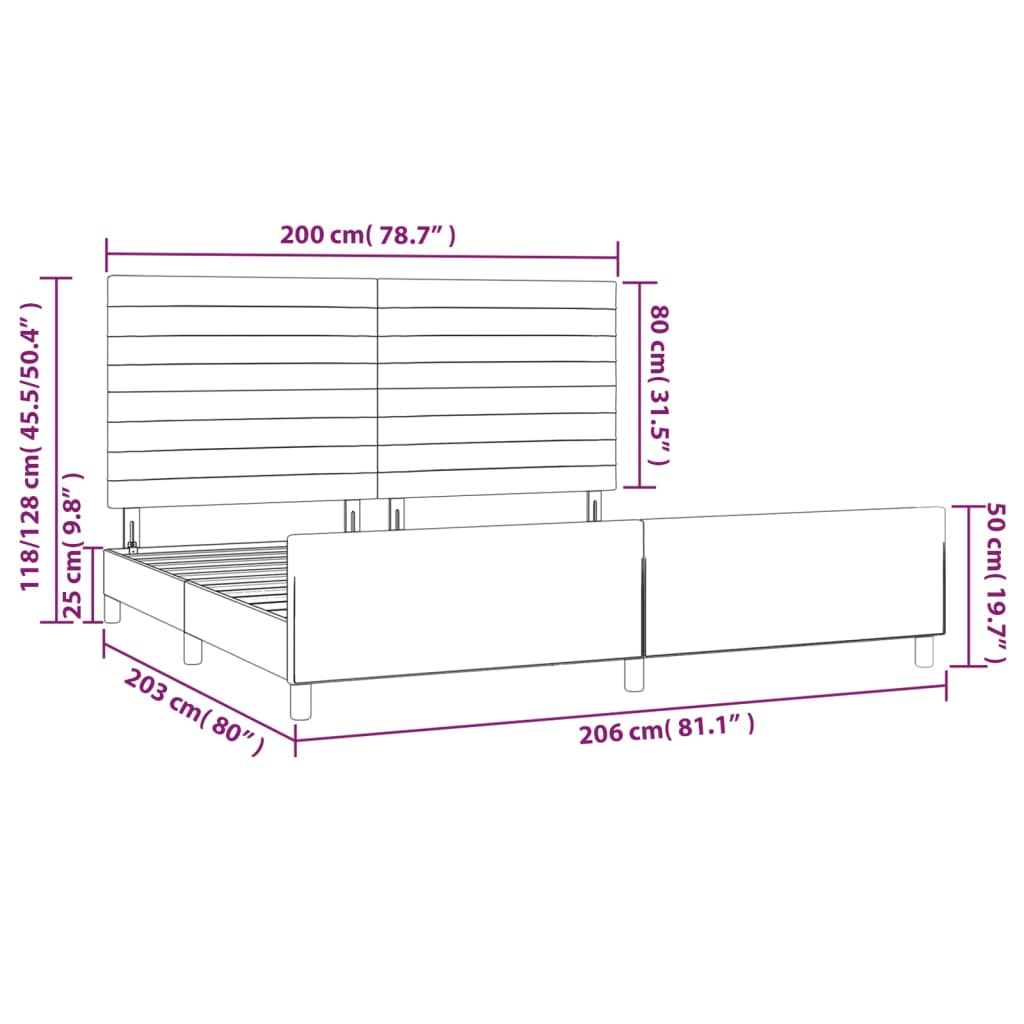 Okvir za krevet bez madraca crni 200x200 cm baršunasti
