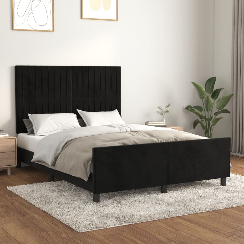 Okvir za krevet bez madraca crni 140 x 190 cm baršunasti