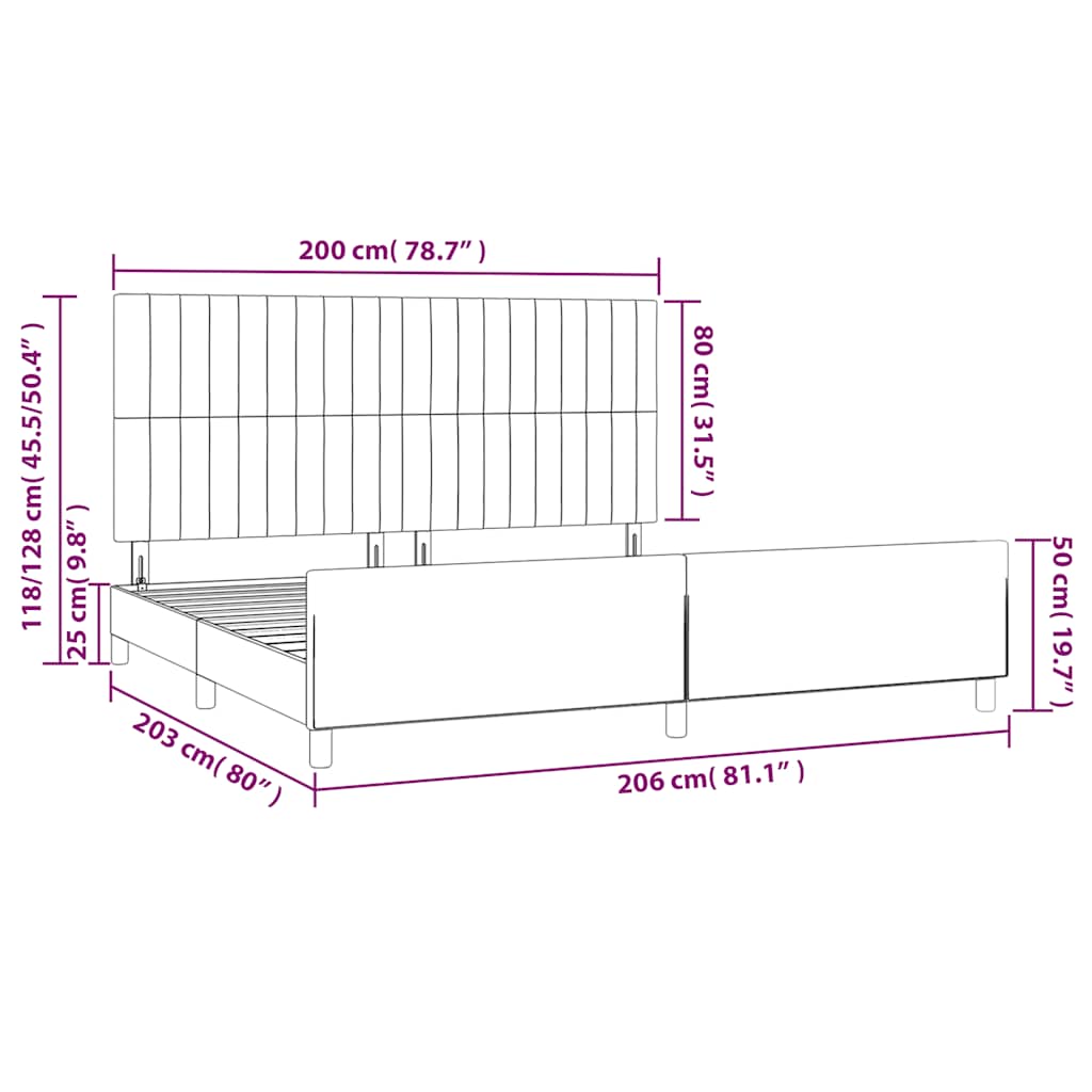 Okvir za krevet bez madraca tamnozeleni 200x200 cm baršunasti