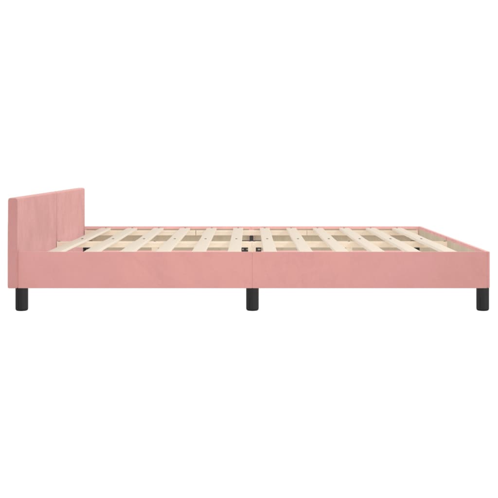 Okvir za krevet s uzglavljem ružičasti 200x200 cm baršunasti