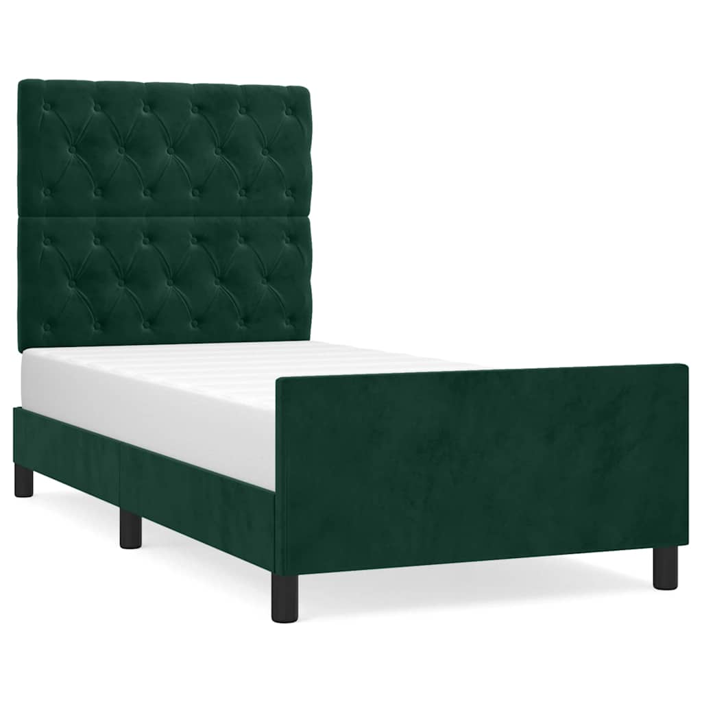 Okvir za krevet bez madraca tamnozeleni 80 x 200 cm baršunasti