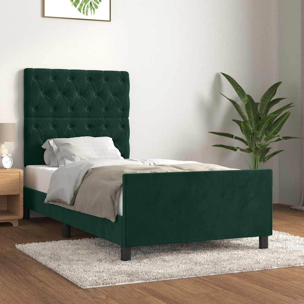 Okvir za krevet bez madraca tamnozeleni 80 x 200 cm baršunasti