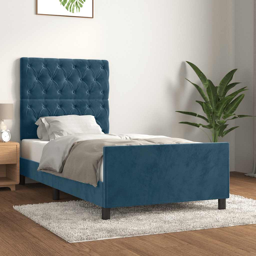 Okvir za krevet bez madraca tamnoplavi 80x200 cm baršunasti