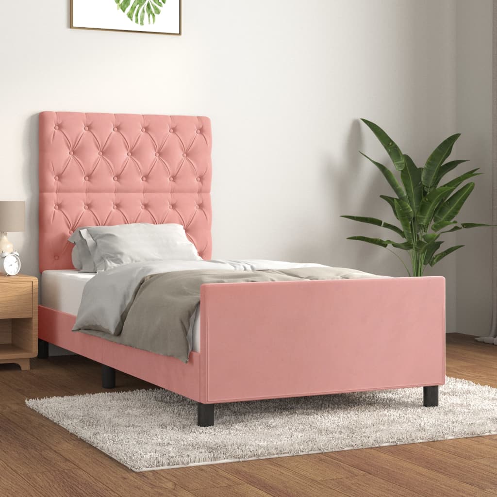Okvir za krevet s uzglavljem ružičasti 80x200 cm baršunasti