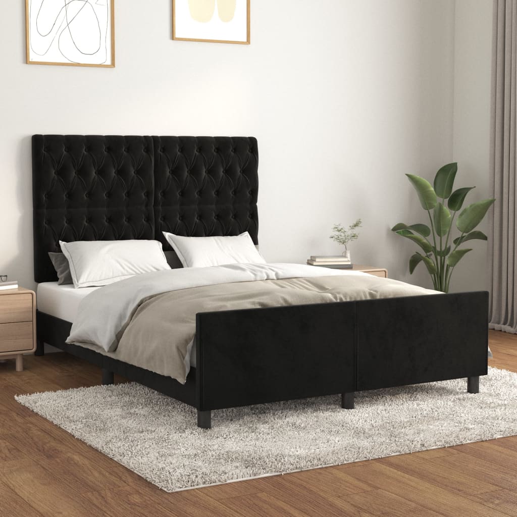 Okvir za krevet bez madraca crni 140 x 190 cm baršunasti