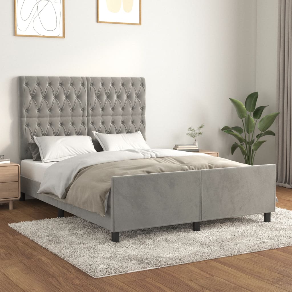 Okvir za krevet bez madraca svjetlosivi 140x200 cm baršunasti