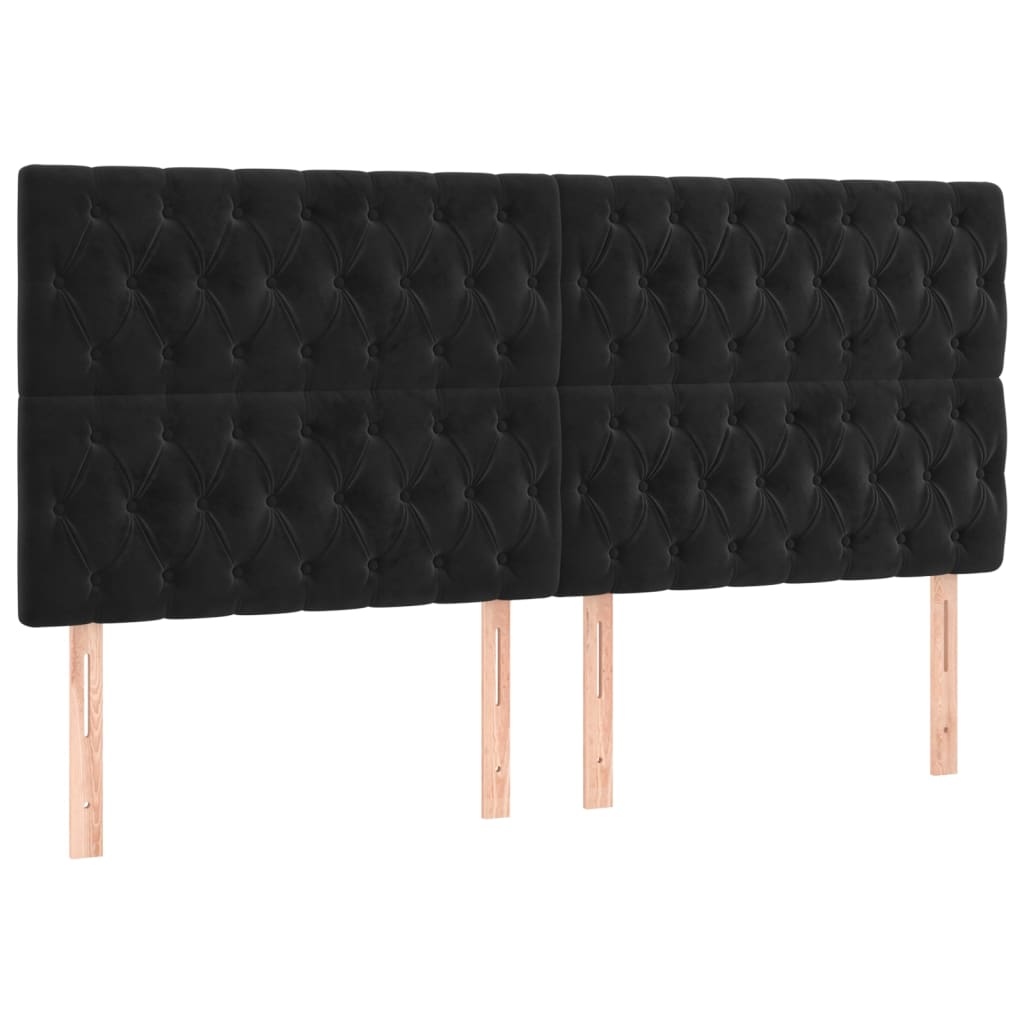 Okvir za krevet s uzglavljem crni 180x200 cm baršunasti