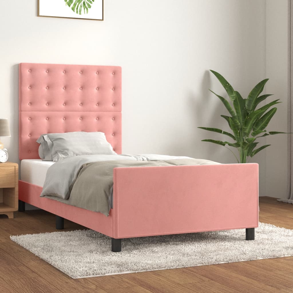 Okvir za krevet s uzglavljem ružičasti 80x200 cm baršunasti