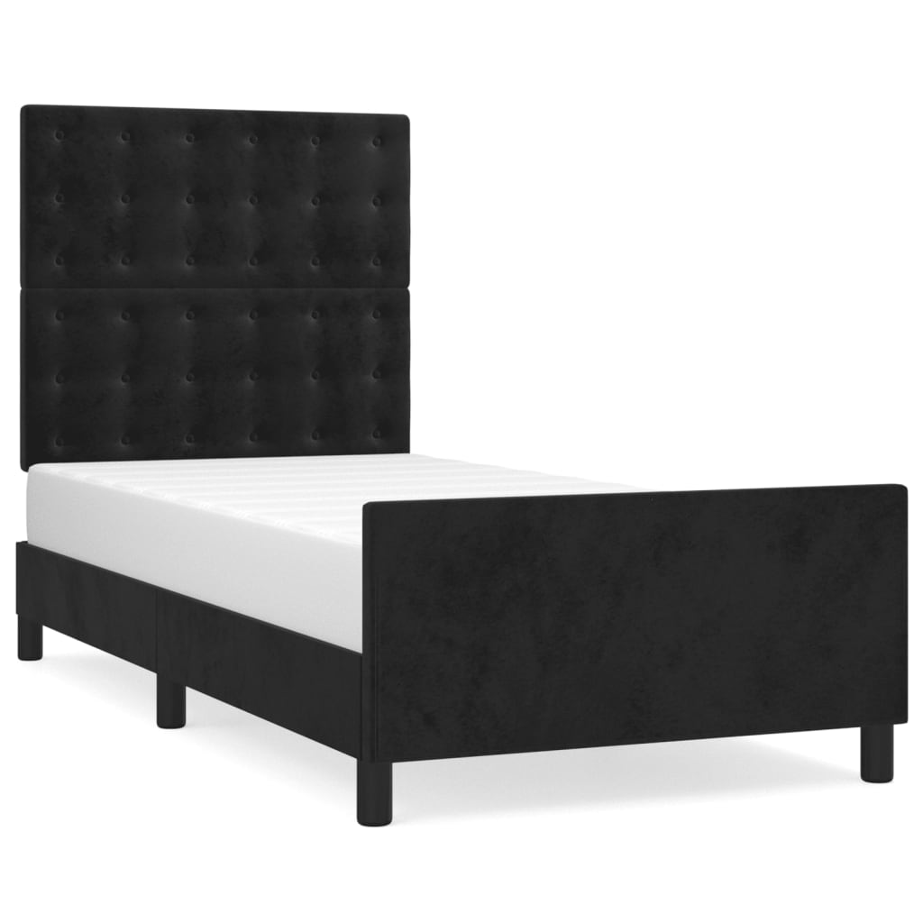 Okvir za krevet s uzglavljem crni 90x190 cm baršunasti