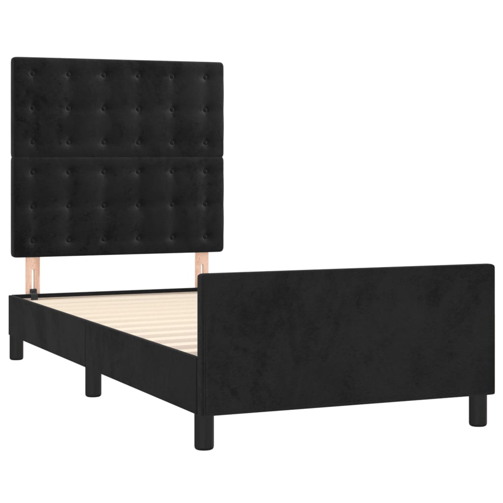 Okvir za krevet bez madraca crni 100x200 cm baršunasti
