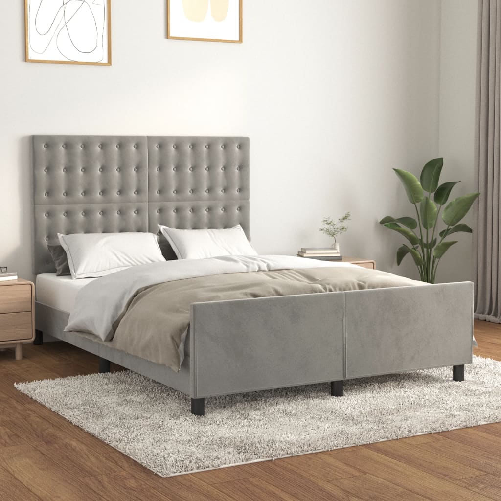 Okvir za krevet bez madraca svjetlosivi 140 x 190 cm baršunasti