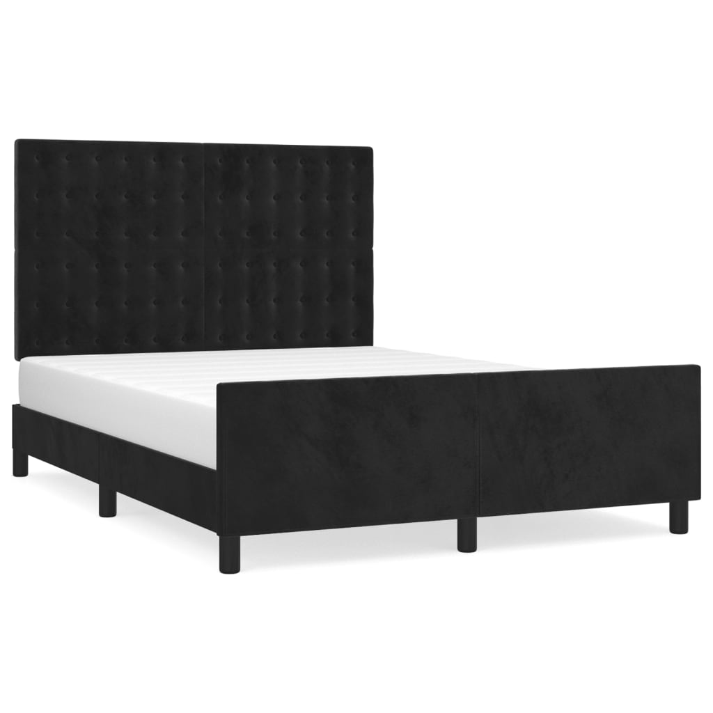 Okvir za krevet bez madraca crni 140 x 190 cm baršunasti