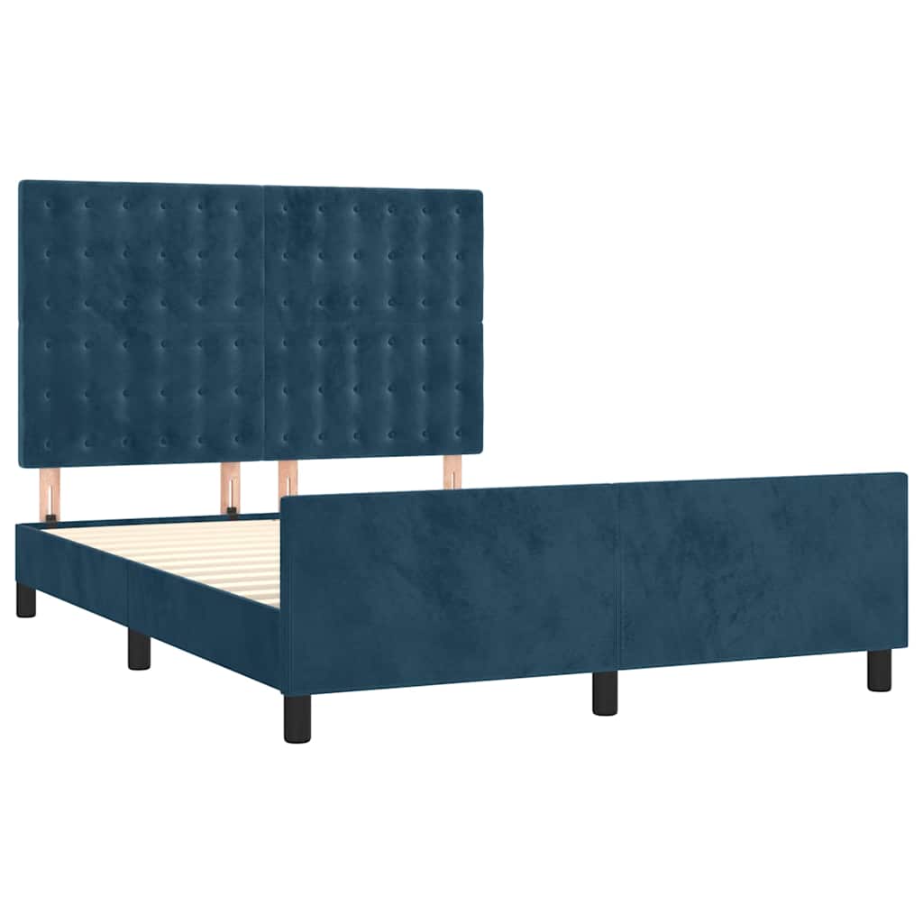 Okvir za krevet bez madraca tamnoplavi 140x190 cm baršunasti