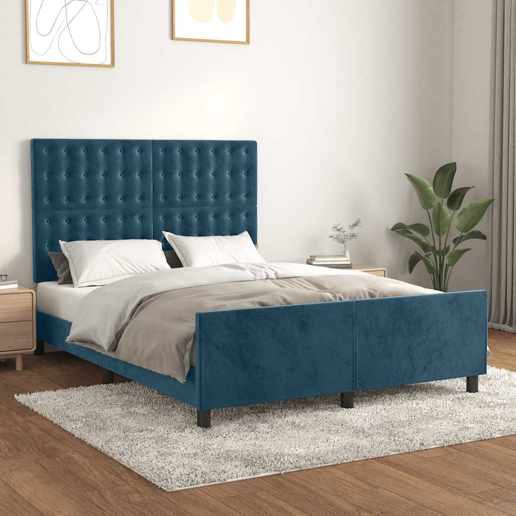 Okvir za krevet bez madraca tamnoplavi 140x190 cm baršunasti