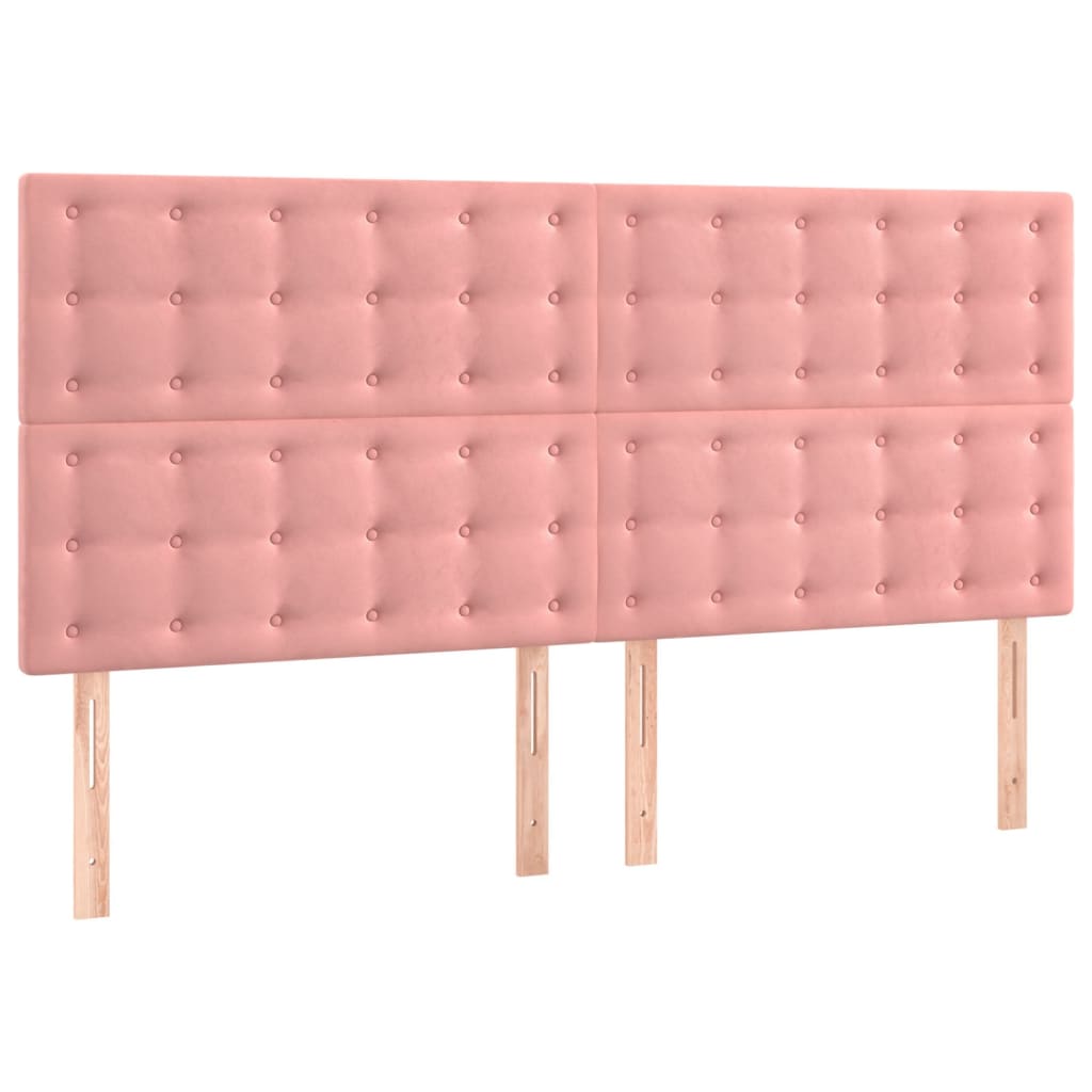 Okvir za krevet s uzglavljem ružičasti 160x200 cm baršunasti