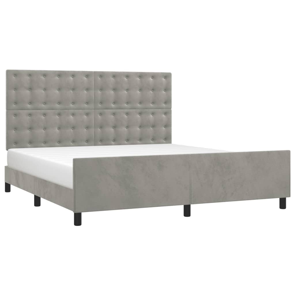 Okvir za krevet s uzglavljem svjetlosivi 180x200 cm baršunasti