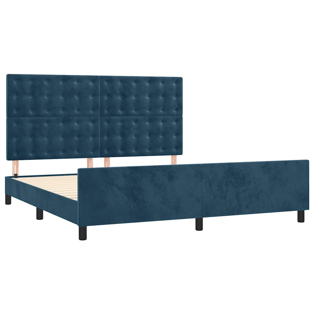 Okvir za krevet s uzglavljem tamnoplavi 180x200 cm baršunasti