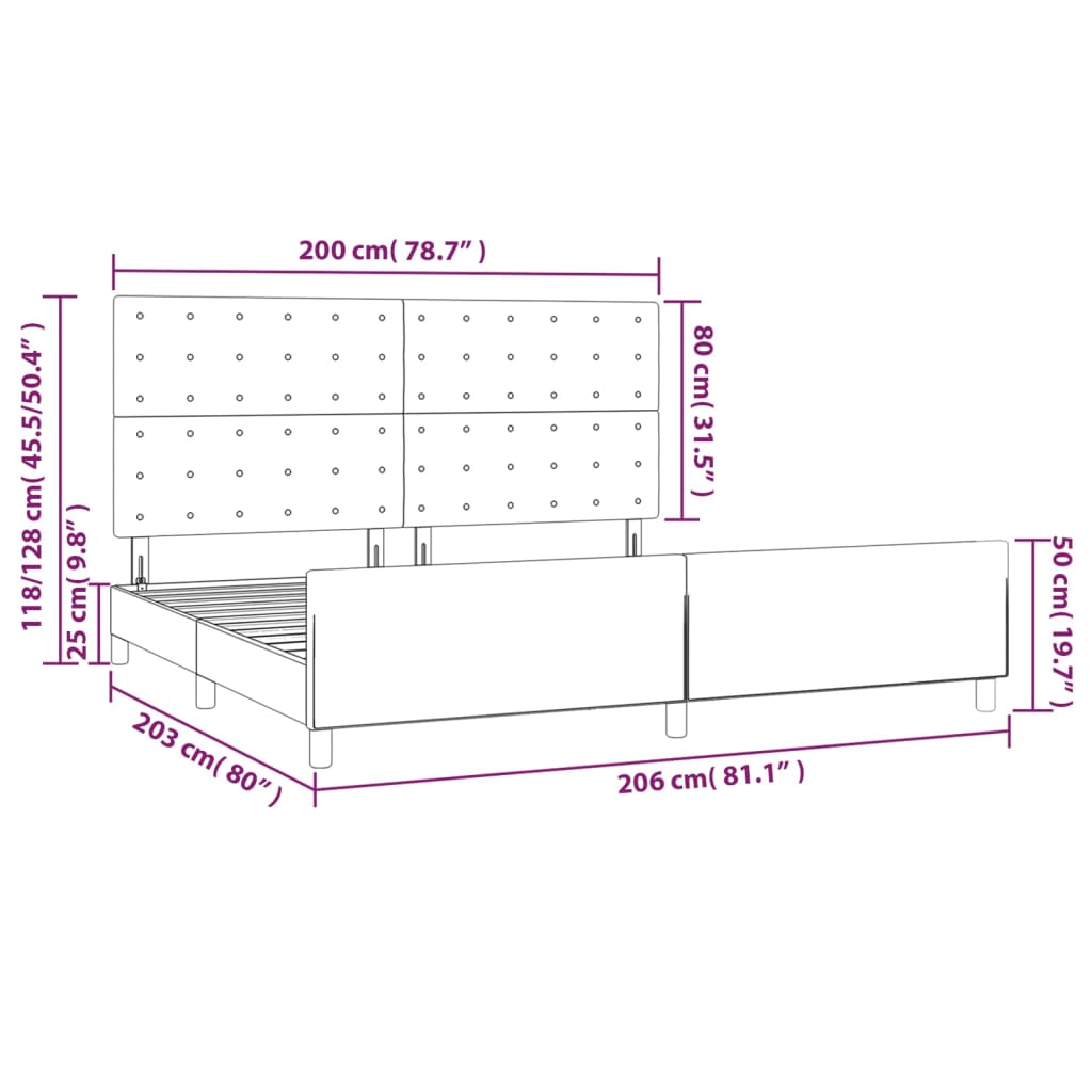 Okvir za krevet bez madraca svjetlosivi 200 x 200 cm baršunasti