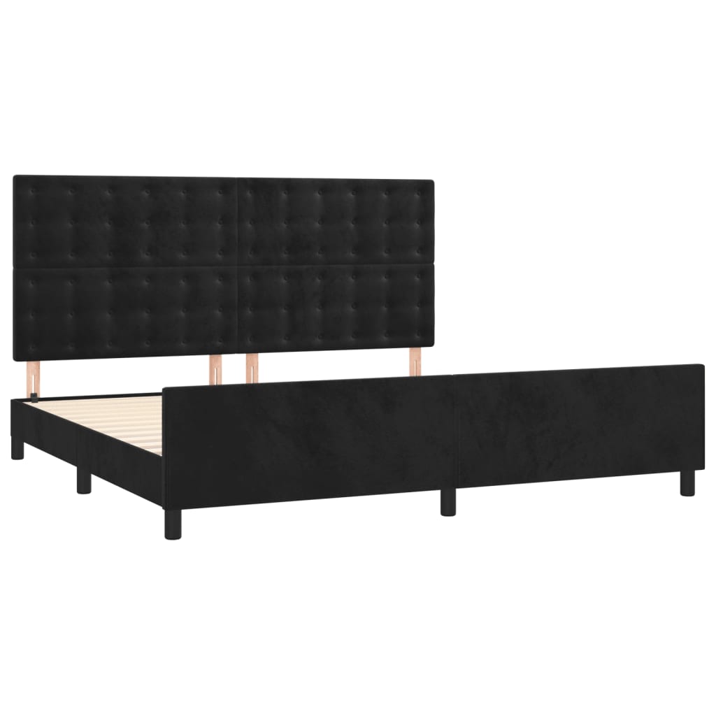 Okvir za krevet bez madraca crni 200x200 cm baršunasti