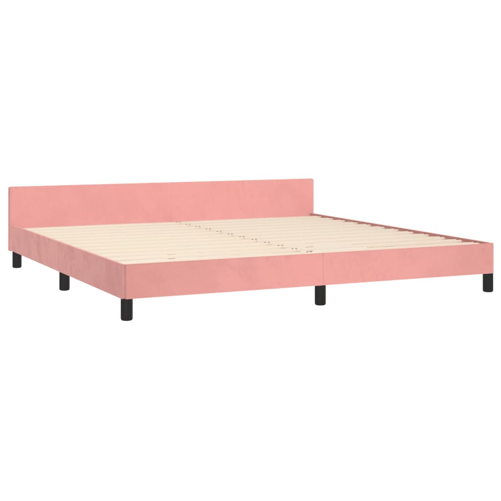 Okvir za krevet s uzglavljem ružičasti 200x200 cm baršunasti
