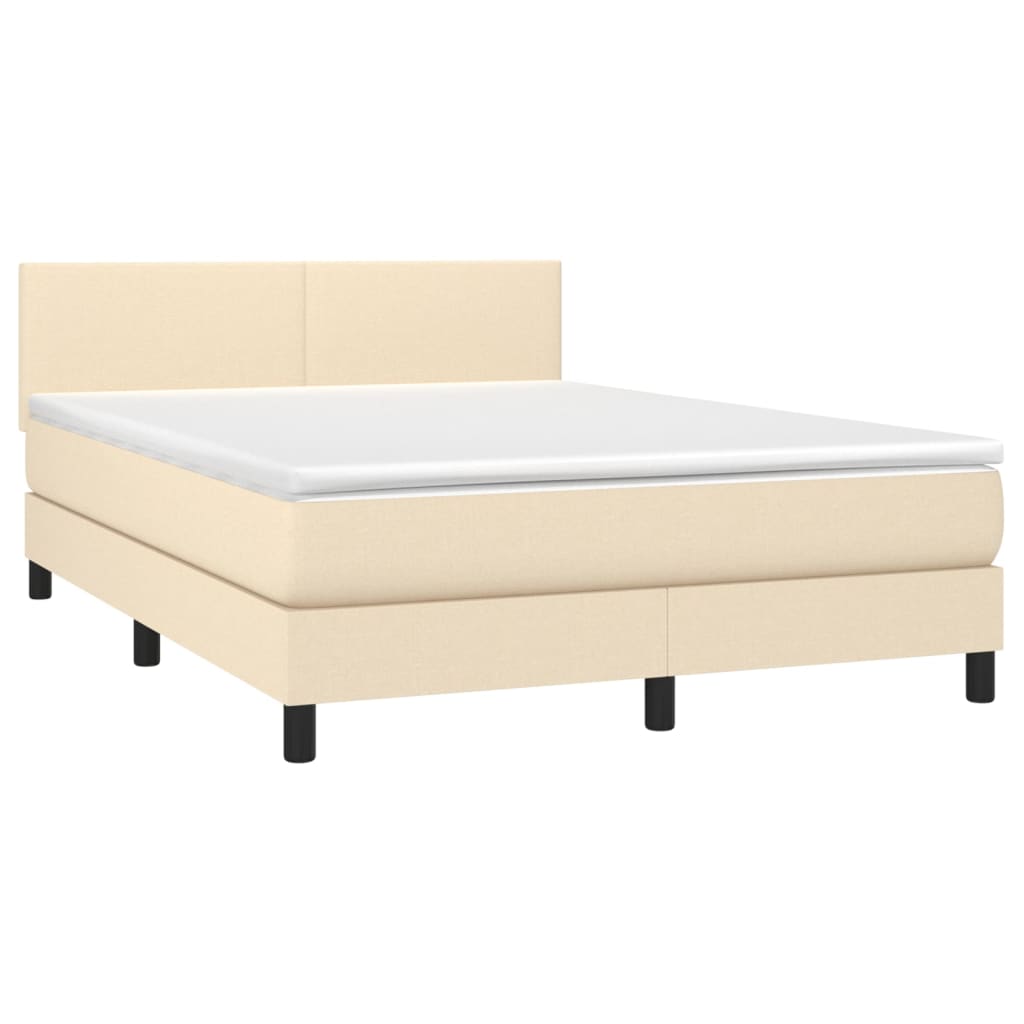 Krevet s oprugama i madracem krem 140 x 190 cm od tkanine