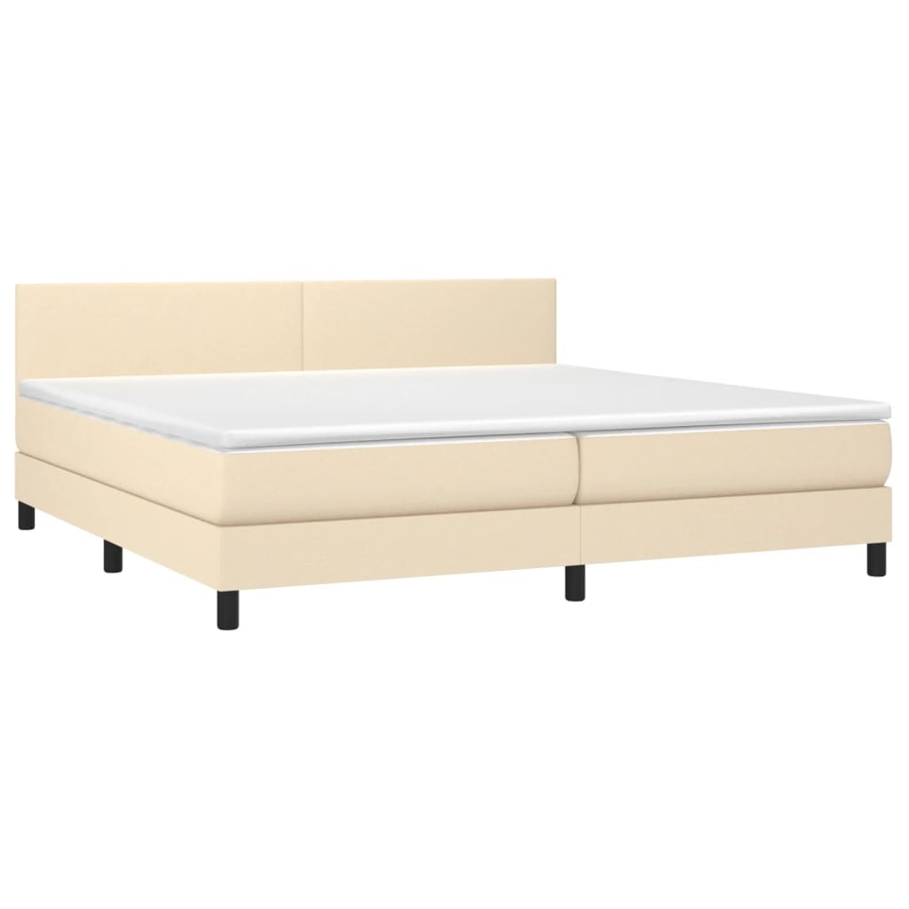 Krevet s oprugama i madracem krem 200 x 200 cm od tkanine