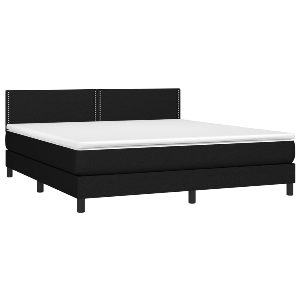 Krevet s oprugama i madracem crni 160x200 cm od tkanine