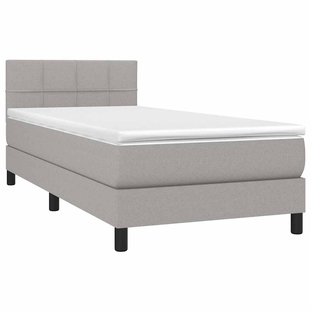 Box spring krevet s madracem svjetlosivi 90x190 cm od tkanine