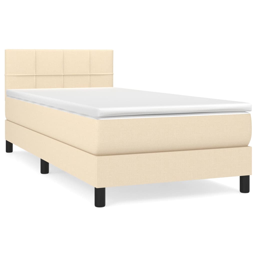 Krevet s oprugama i madracem krem 90 x 190 cm od tkanine