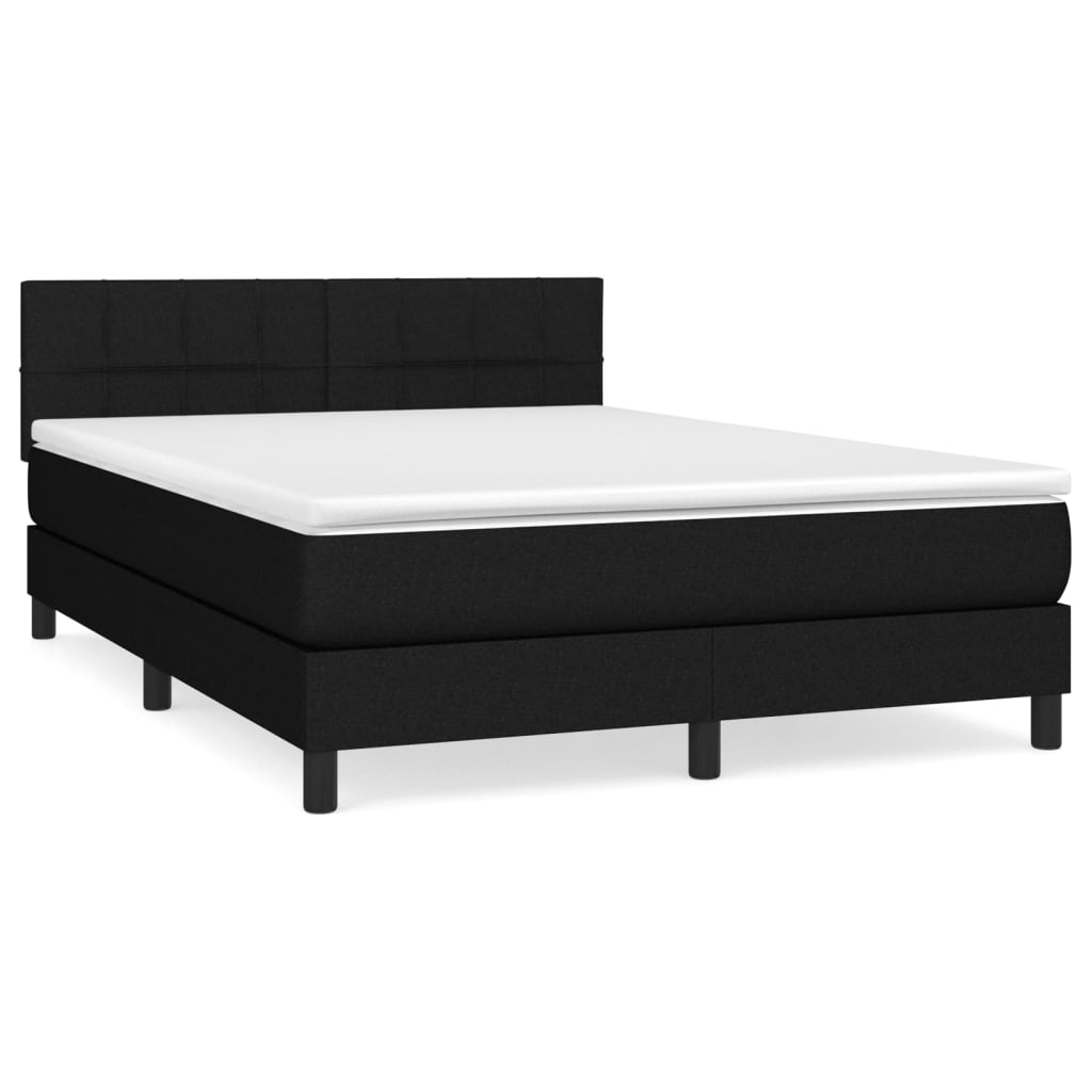 Krevet s oprugama i madracem crni 140 x 190 cm od tkanine