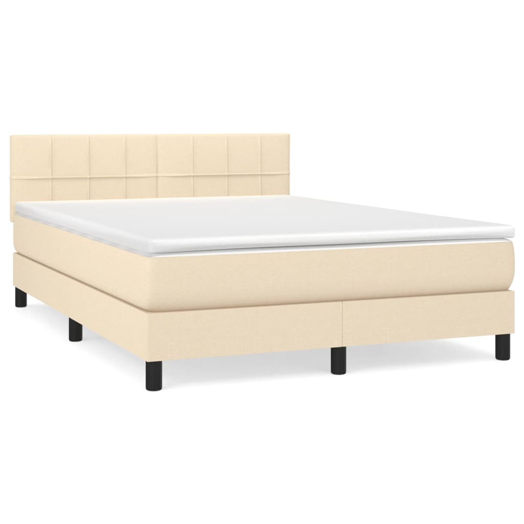 Krevet s oprugama i madracem krem 140x200 cm od tkanine