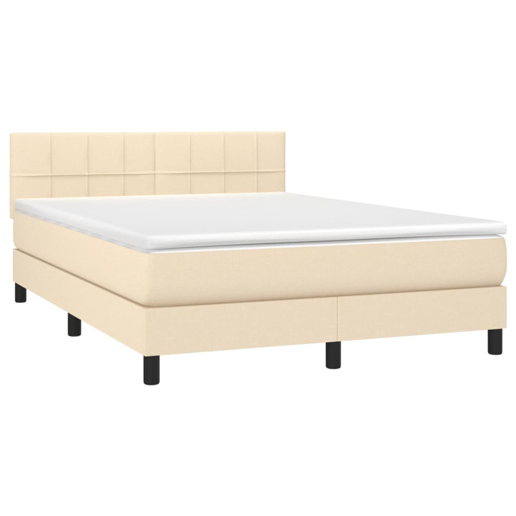 Krevet s oprugama i madracem krem 140x200 cm od tkanine