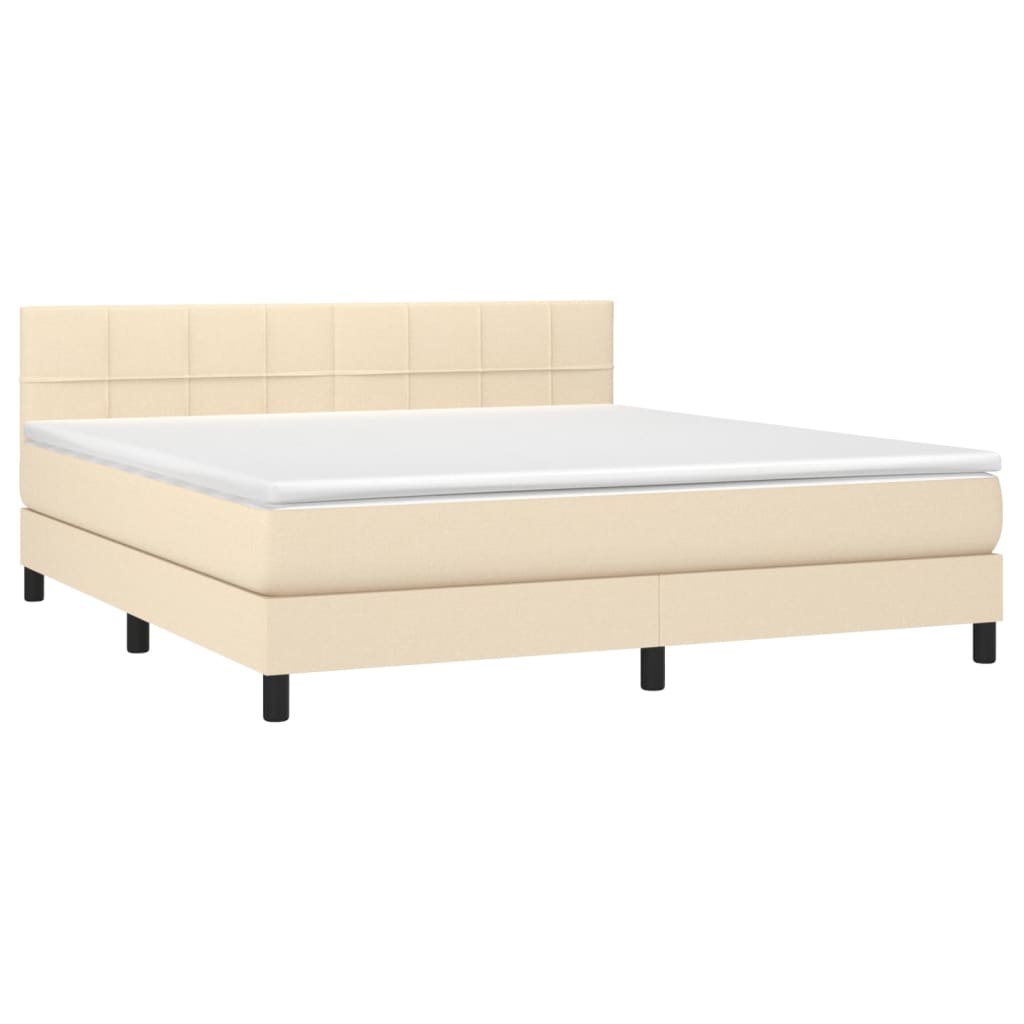 Krevet s oprugama i madracem krem 160x200 cm od tkanine