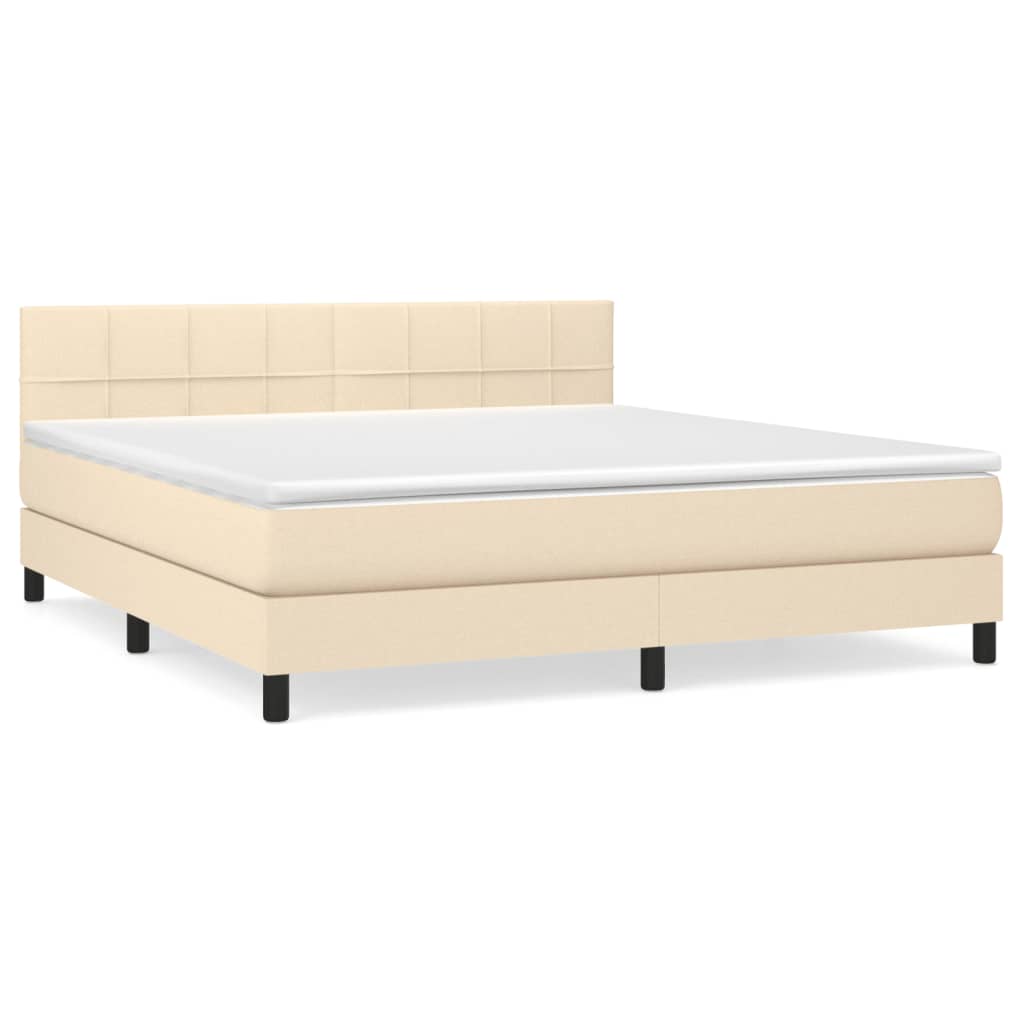 Krevet s oprugama i madracem krem 180x200 cm od tkanine