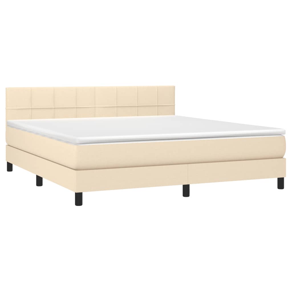 Krevet s oprugama i madracem krem 180x200 cm od tkanine