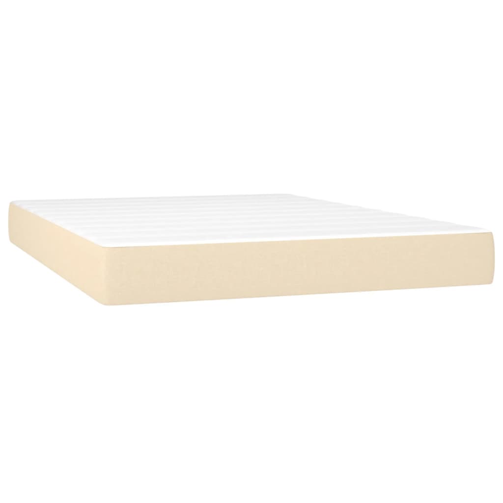 Krevet s oprugama i madracem krem 140x200 cm od tkanine