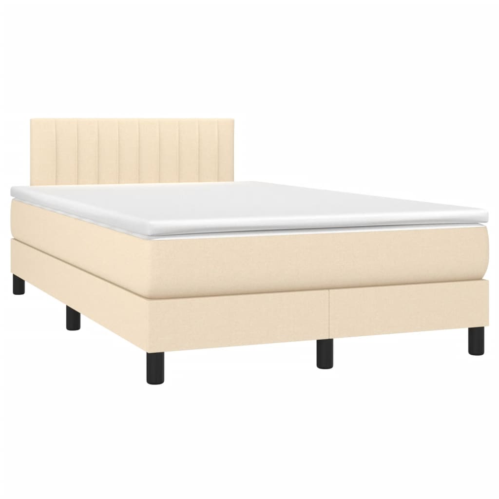 Krevet s oprugama i madracem krem 120 x 200 cm od tkanine
