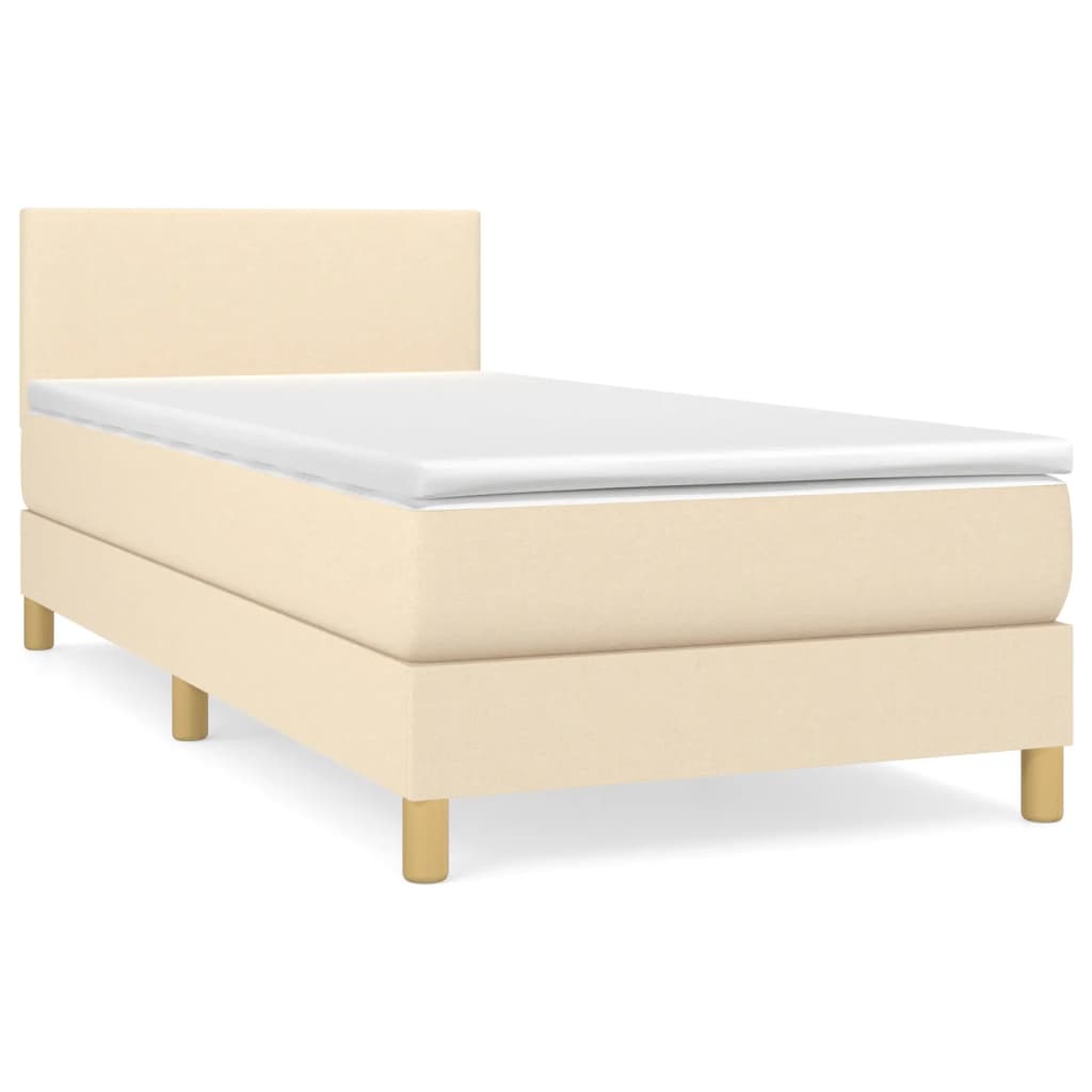Krevet s oprugama i madracem krem 90 x 190 cm od tkanine