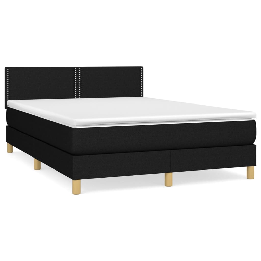 Krevet s oprugama i madracem crni 140 x 190 cm od tkanine